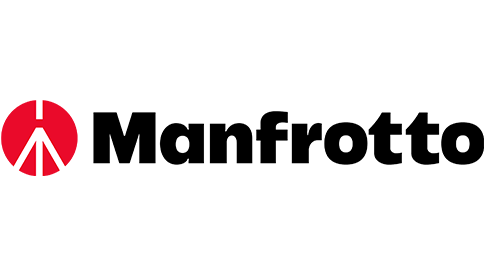 Manfrotto Schriftzug mit rotem Symbol – steht für professionelle Stative, Beleuchtung und Fotozubehör, präsent auf der Imaging World