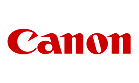 Logo von Canon: Roter Schriftzug „Canon“ in charakteristischer Typografie auf weißem Hintergrund
