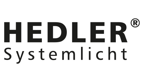 Logo von HEDLER Systemlicht: Schwarzer Schriftzug „HEDLER Systemlicht“ in klarer, moderner Typografie auf weißem Hintergrund