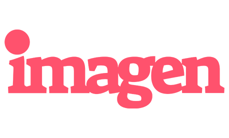 Logo von Imagen: Pinkfarbener Schriftzug „imagen“ mit markantem Punkt über dem „i“ auf weißem Hintergrund