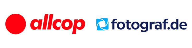 Logos der Unternehmen allcop und fotograf.de, Partner des Workshops zur Kindergarten- und Schulfotografie auf der Imaging World 2025.