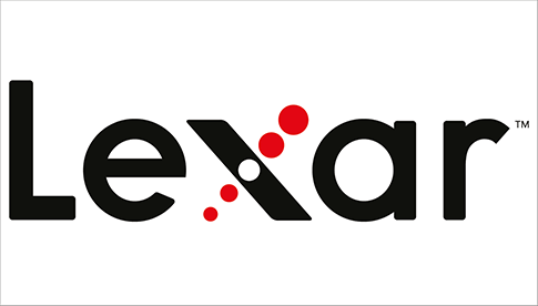 Lexar-Logo in schwarzer Schrift mit rotem Punktmuster im Buchstaben X