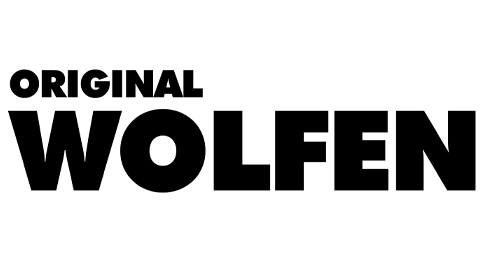 Logo von Original Wolfen (ORWO): Schwarzer Schriftzug „Original WOLFEN“ in Blockbuchstaben auf weißem Hintergrund