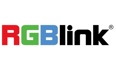 Logo von RGBlink: Farbig gestalteter Schriftzug „RGBlink“ mit den Buchstaben R (rot), G (grün), B (blau) und „link“ in Schwarz auf weißem Hintergrund