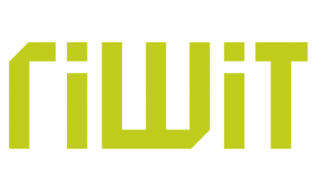 Logo von riwit: Grüner Schriftzug „riwit“ in moderner, geometrischer Typografie auf weißem Hintergrund