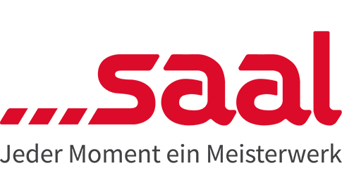 Logo von Saal Digital mit dem Slogan „Jeder Moment ein Meisterwerk“