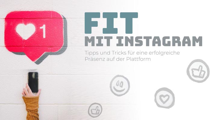 Instagram-Like-Icon auf Wand gemalt mit Hand und Smartphone – Social Media Workshop
